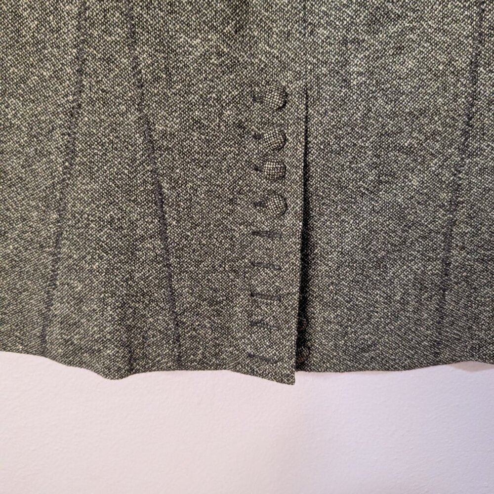 ⭐Ann Taylor Wool Marled Brown Zip Up Lined Skirt With Button Accent Slit Size 0⭐ - Picture 4 of 9